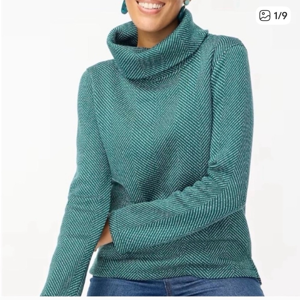 Teal Herringbone Women's Sweater